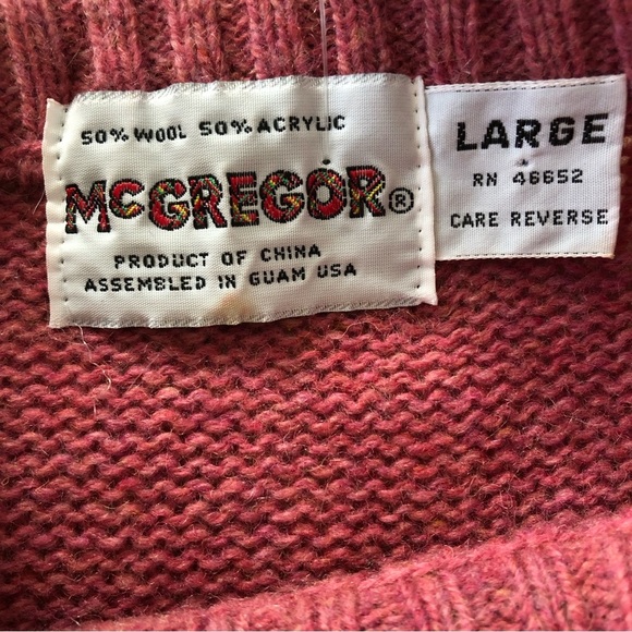 Vintage McGregor Wool Blend Crew Neck Sweater in Rose Pink Women’s Size L - Picture 7 of 10